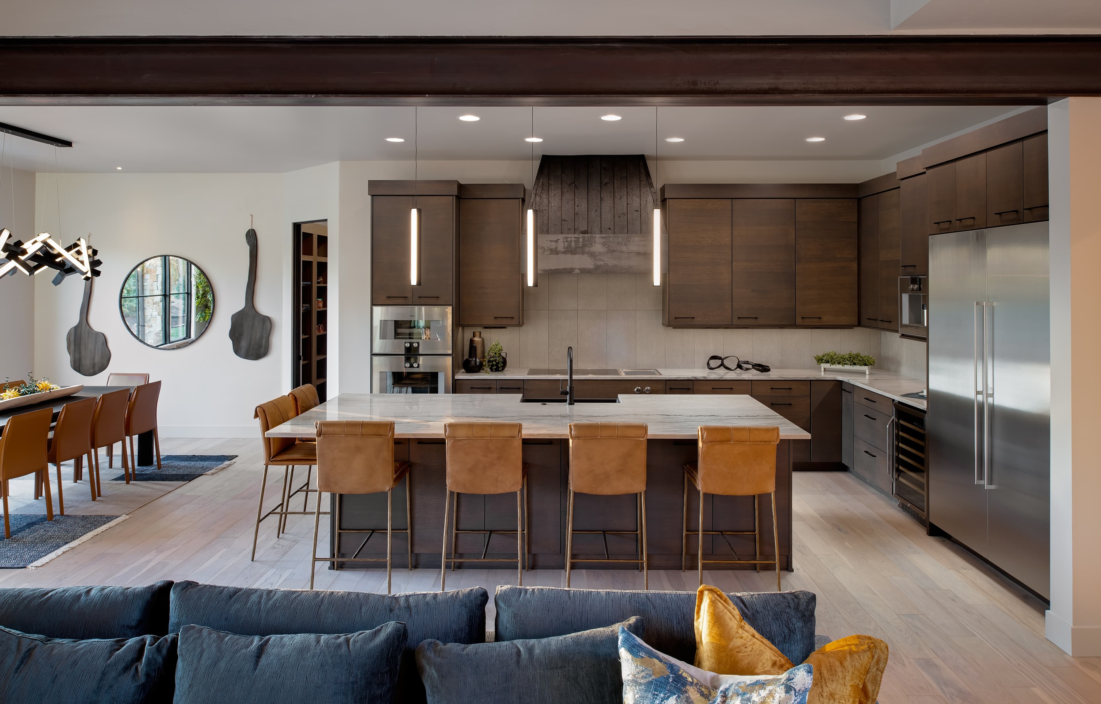 Modern kitchen with large white quartz island — Superior Stone Boise
